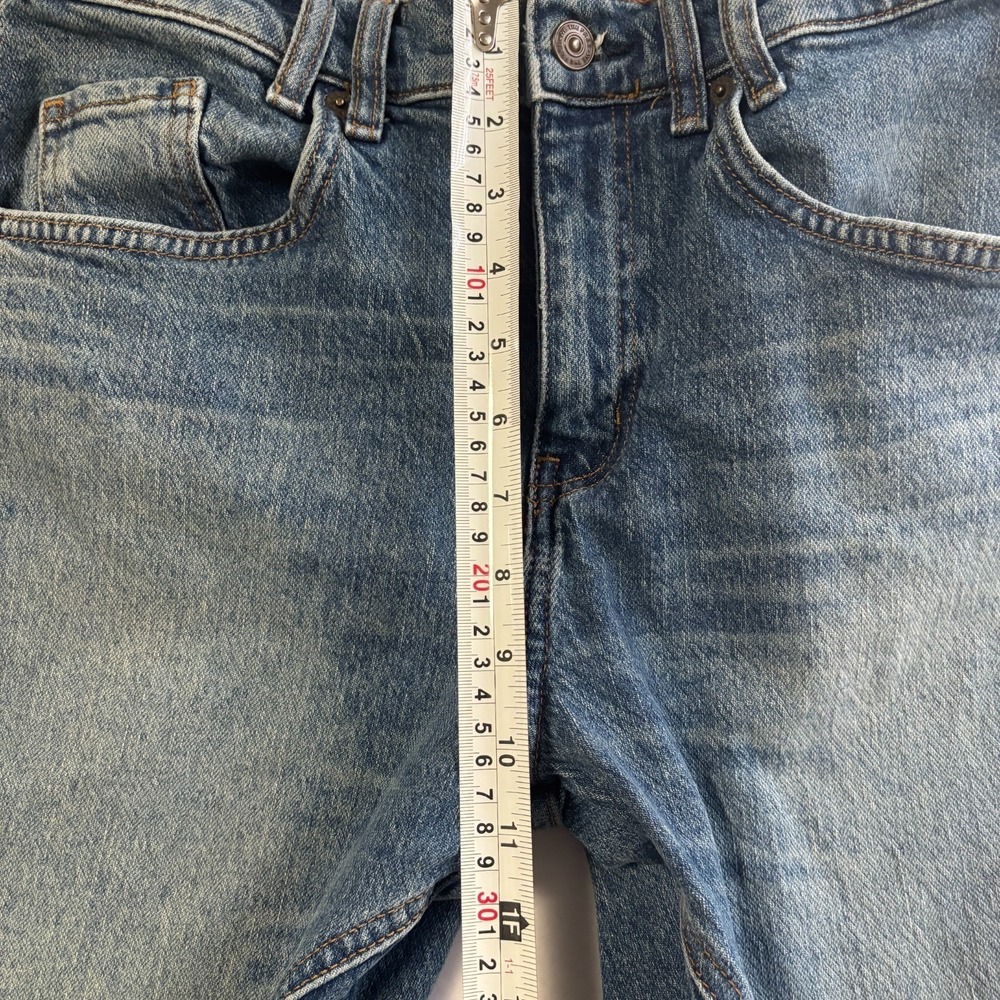 Free People We The Free 28 Risk Taker Jeans Blue High Rise Straight Raw Hem Boho - Picture 7 of 10